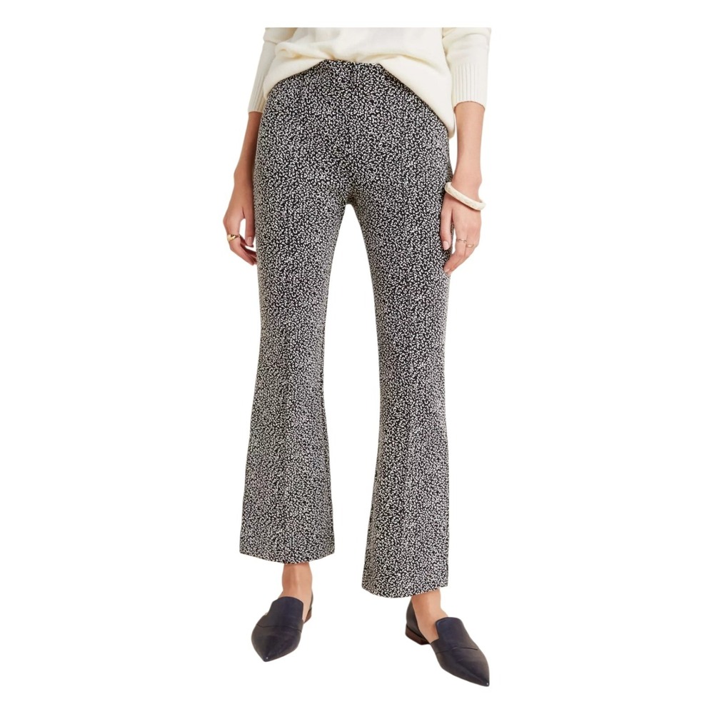 Anthropologie The Essential Cropped Flare Trouser S Animal Print Pull On Pants
